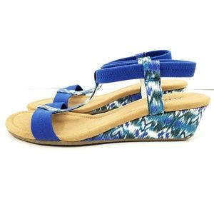Alfani NEW wedge blue ikat elastic strap 8M